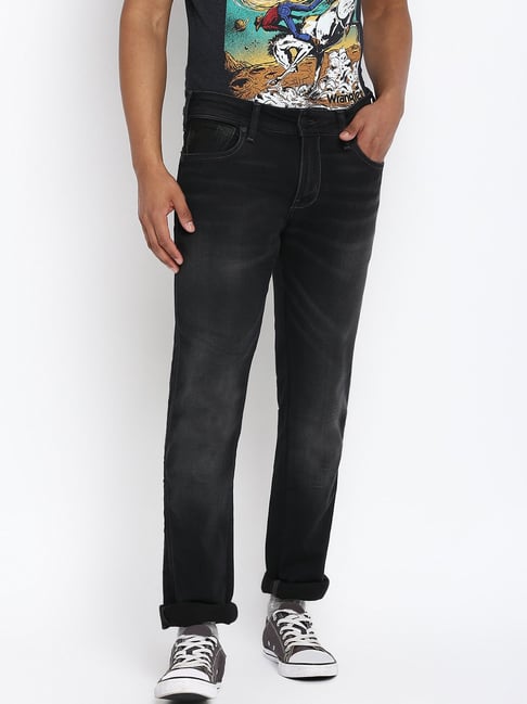 Wrangler Black Slim Fit Lightly Washed Low Rise Jeans