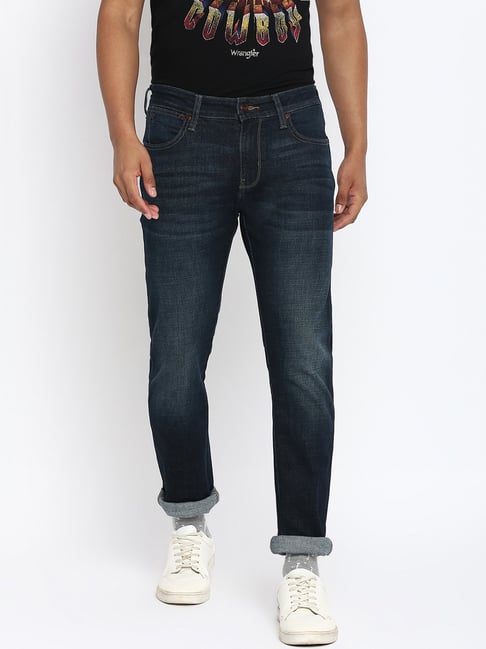 Wrangler Navy Skinny Fit Lightly Washed Low Rise Jeans