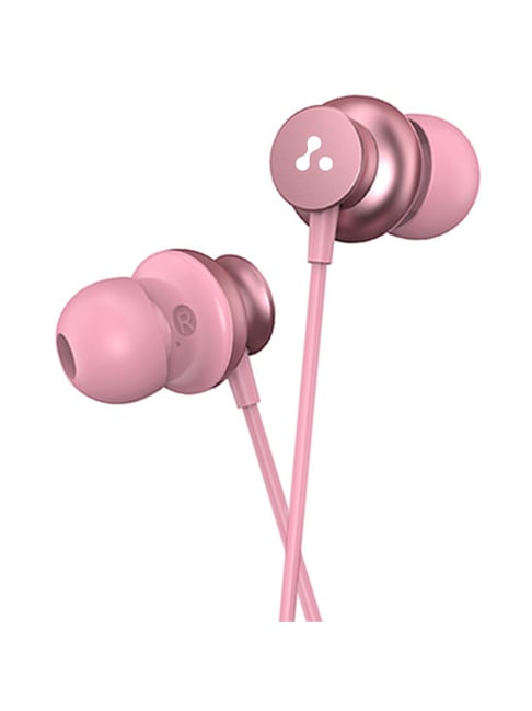 Ambrane Stringz 38 Wired Earphones with Mic Tangle Free Cable, Comfort in-Ear Fit, 3.5mm Jack Pink