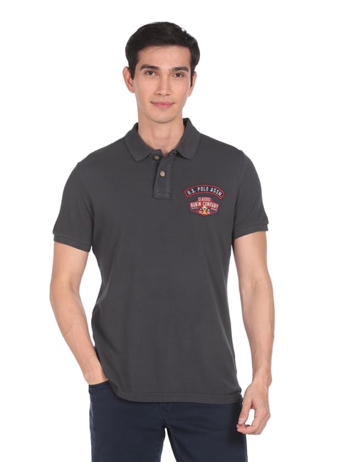 U S Polo Assn U.S. Polo Assn. Dark Grey Polo T-Shirt