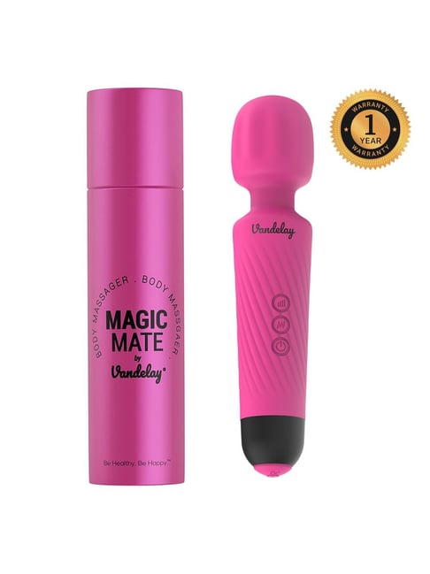 Vandelay Magic Mate Handheld Cordless Personal Body Massager (Cherry Pink)