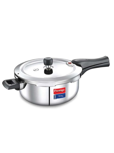 Prestige Svachh Triply Outer Lid Pressure Cooker with Unique Deep Lid Silver