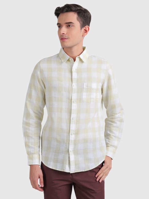 United Colors of Benetton Beige Slim Fit Check Shirt