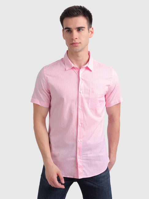 United Colors of Benetton Pink Slim Fit Striped Shirt