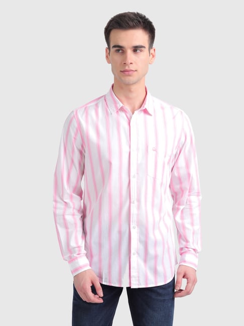 United Colors of Benetton Pink Slim Fit Striped Shirt