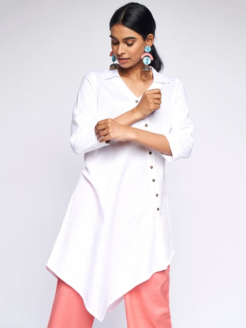 Buy Global Desi White Regular Fit Tunic 