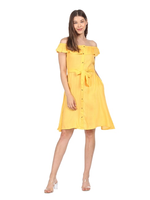 Sugr Yellow Regular Fit Dress Price in India