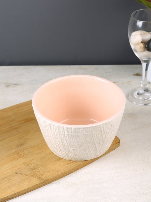 Aapno Rajasthan Pink & White Ceramic Serving Bowl (900ml) - Set of 2-picture-21