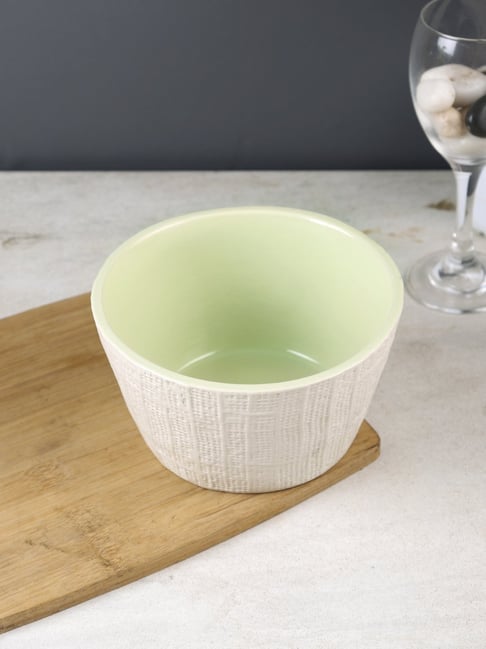 Aapno Rajasthan Green & White Ceramic Serving Bowl (900ml) - Set of 2-picture-20