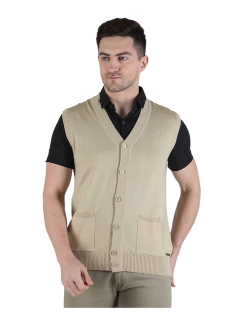 Buy Monte Carlo Beige V Neck Cardigan for Men's Online Tata CLiQ