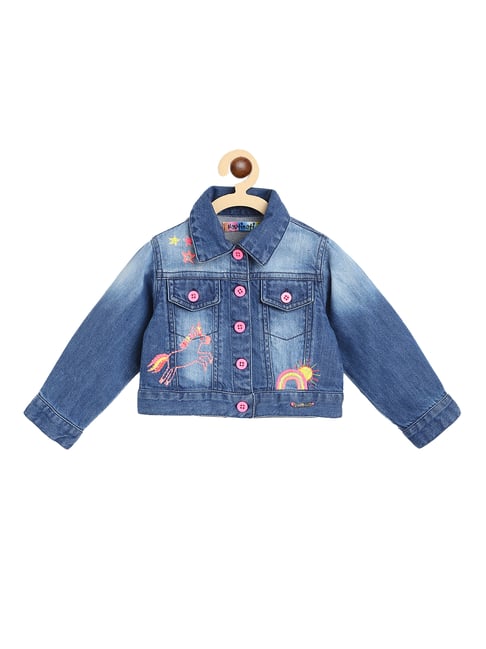 Nauti Nati Kids Blue Embroidered Jacket