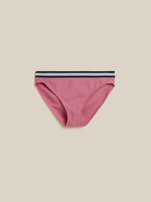 Superstar by Westside Pink Ribbed Bikini Briefs Price in India