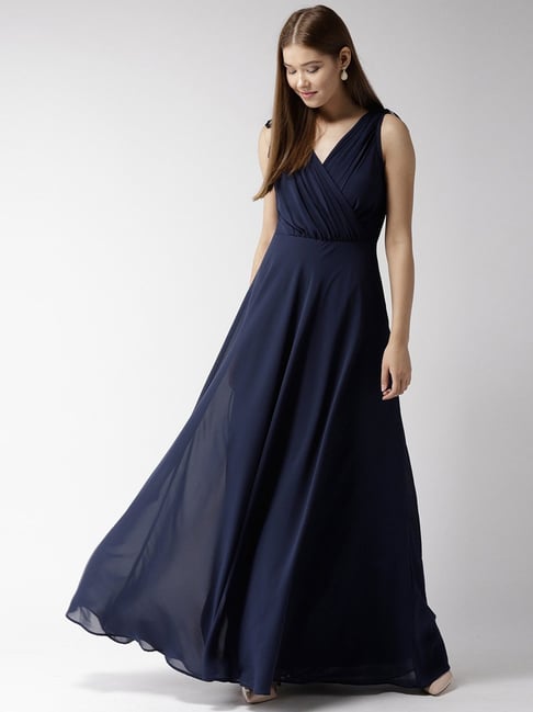 Buy 20Dresses Navy Blue V Neck Maxi Dress - Dresses for Women 7225013 |  Myntra