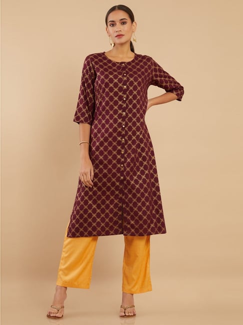 Soch Red Printed Kurta Palazzo Set Price in India