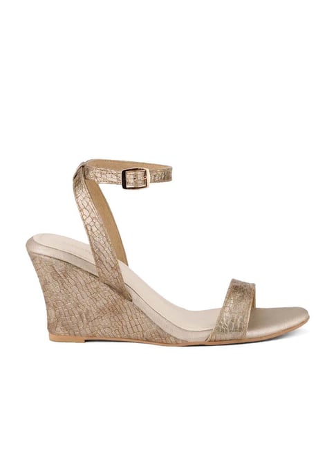 Buy CATWALK Gold Womens Party Wear Slipon Wedge Sandal | Shoppers Stop