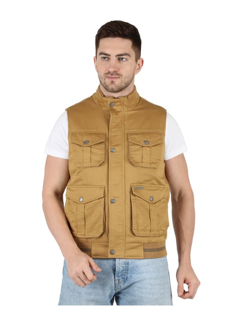 Buy Monte Carlo Khaki Self Print Jacket for Men Online Tata CLiQ