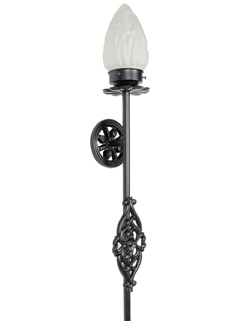 Fos Lighting Wrought Iron Black Torch Sconce Flame Glass Mashal Wall Light