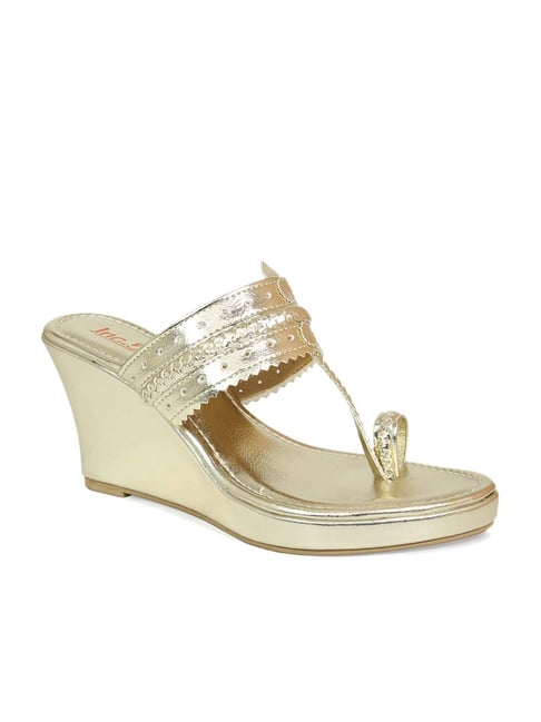 Inc.5 Women's Golden Toe Ring Wedges Price in India