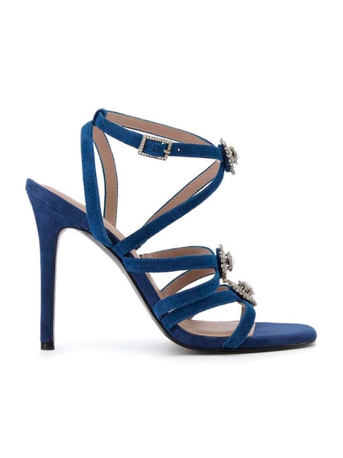 Dune London Women's Mistical Blue Ankle Strap Stilettos