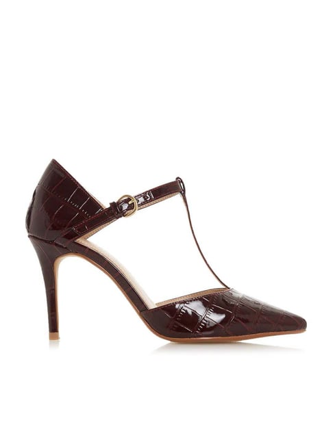 Head Over Heels by Dune London Women's Catia Burgundy Ankle Strap Stilettos