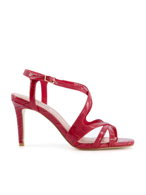 Dune London Women's MYSTICKS Red Ankle Strap Stilettos