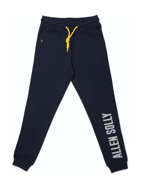 Allen Solly Junior Navy Cotton Logo Print Joggers