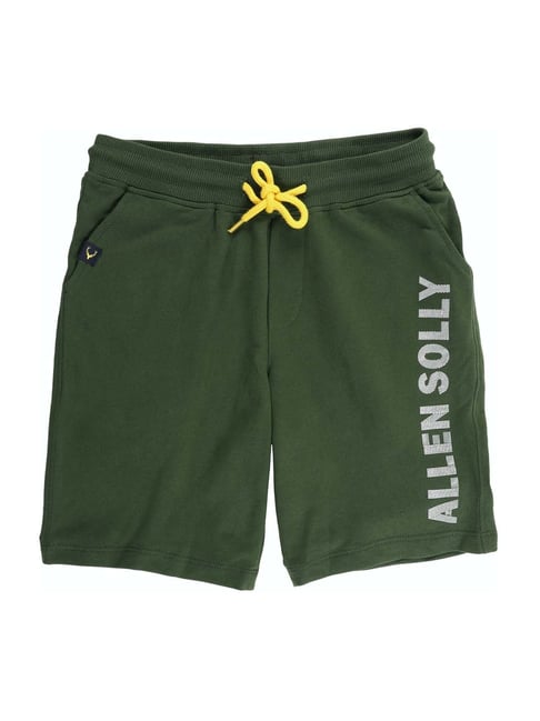 Allen Solly Junior Green Cotton Logo Print Shorts