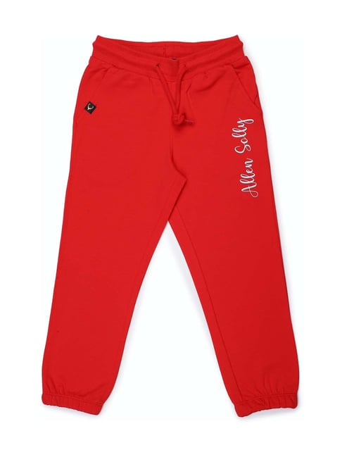 Allen Solly Junior Red Cotton Logo Print Joggers