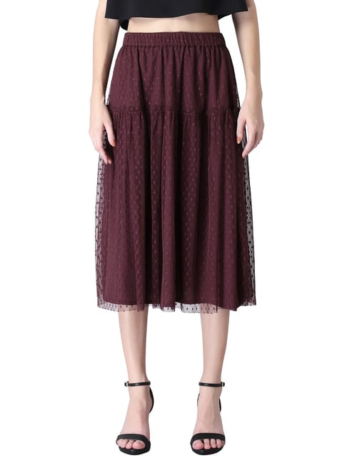 FabAlley Maroon Self Design Skirt Price in India