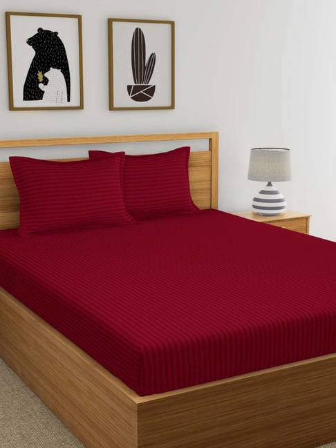 My Room Maroon 100% Cotton 300 TC King Bedsheet with 2 Pillow Covers-picture-44