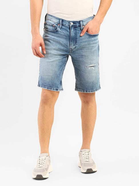 Buy Levi's Mid Indigo Distressed Denim Shorts for Men Online