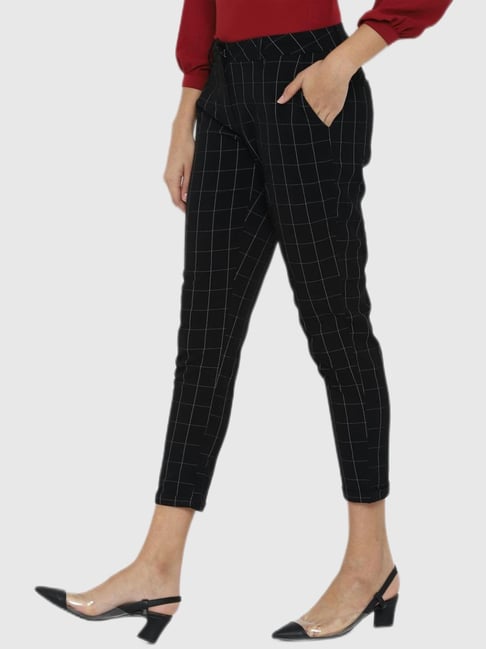 Buy FOXNUT Hosiery Cotton Printed chex Pants for Women(with Pocket) Black  at Amazon.in