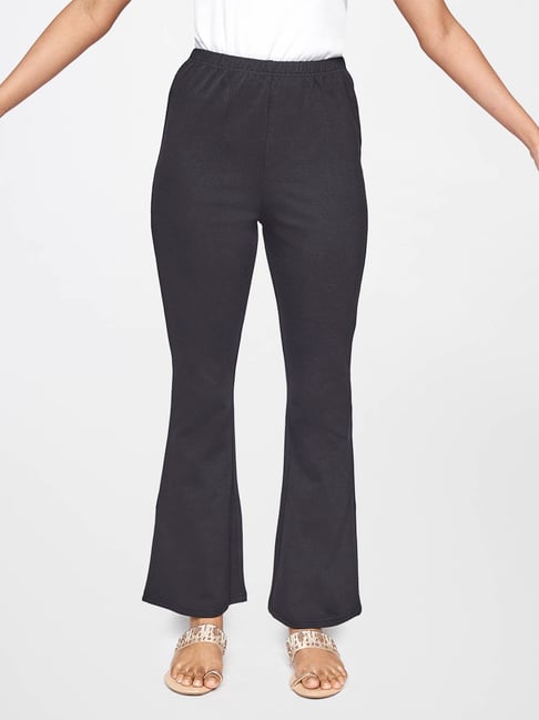 Buy AND Black Flared Fit Pants for 