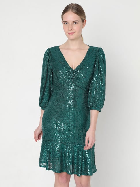 Vero Moda Green Embellished Dress Price in India