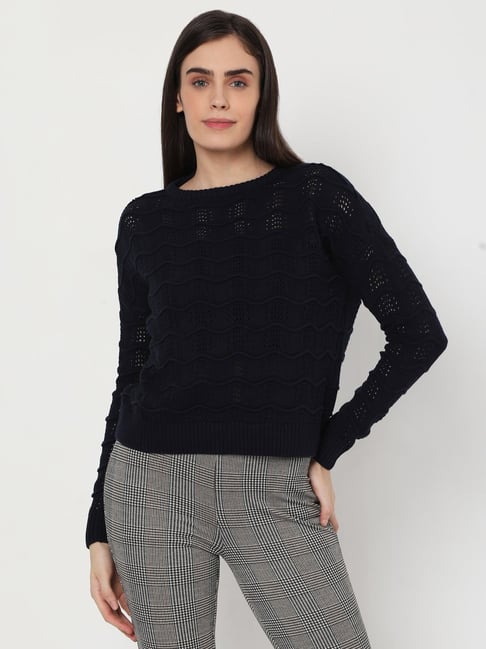 Vero Moda Black Self Design Sweater