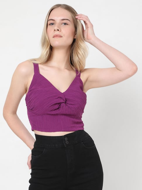 Vero Moda Purple Slim Fit Crop Top