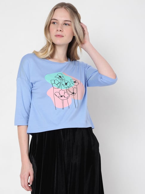 Vero Moda Blue Printed T-Shirt