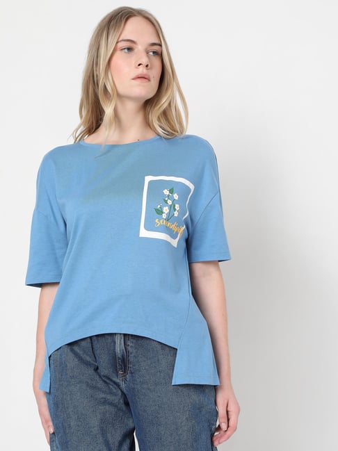 Vero Moda Blue Printed T-Shirt