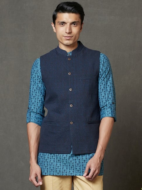 Fabindia Nehru Jackets : Buy Fabindia Blue Viscose Silk Printed Jacket  Online | Nykaa Fashion