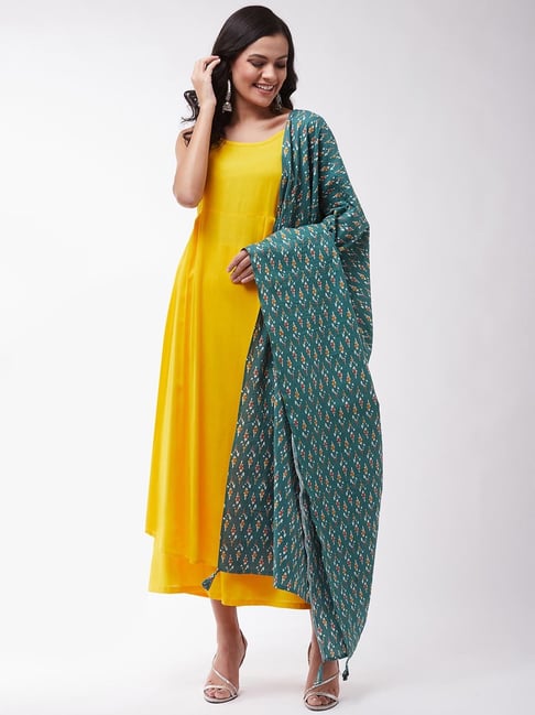 Inweave Yellow Kurta With Palazzo & Dupatta Price in India