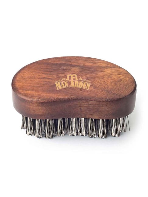 Man Arden Bristle Beard Brush with Hand Crafted Premium Wood Handle with Premium Faux Leather Pouch