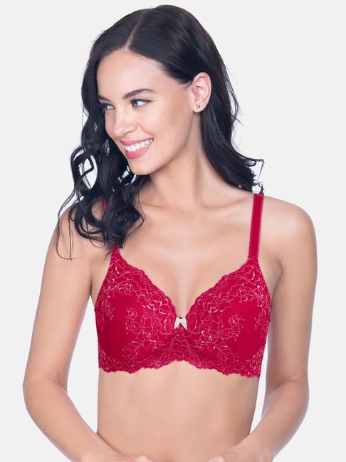 Buy Amante Red Non Wired Padded Full Coverage Bra for Women Online