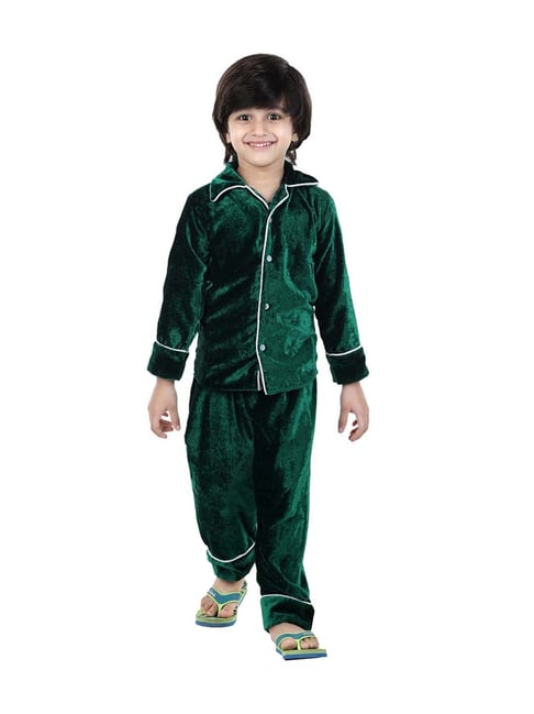 BownBee Kids Green Regular Fit Night Suit