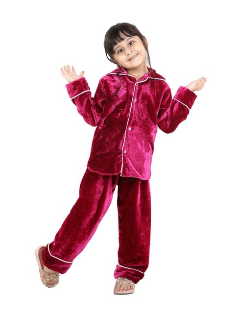 BownBee Kids Pink Regular Fit Night Suit