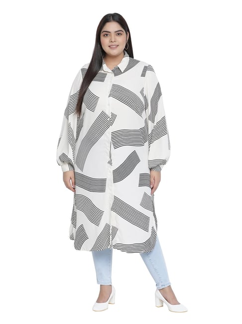 Oxolloxo White & Black Printed Tunic