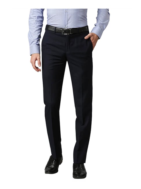 Park Avenue Navy Regular Fit Trousers 