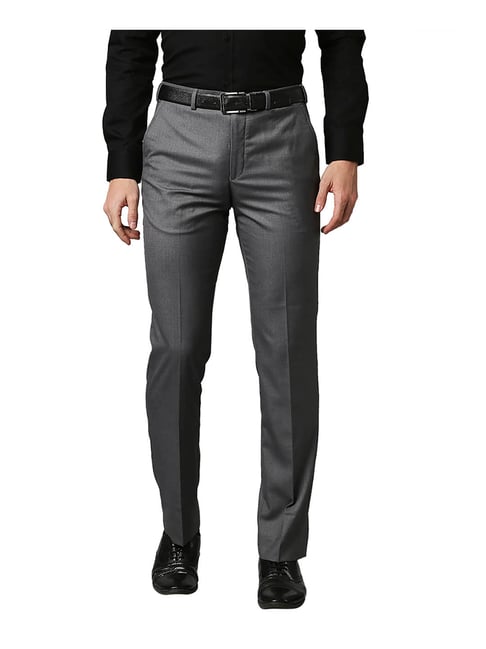 Park Avenue Medium Grey Regular Fit Trousers