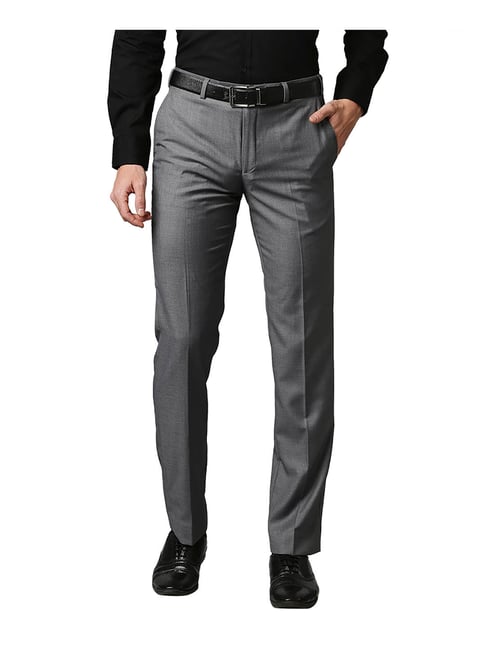 Park Avenue Medium Grey Regular Fit Trousers