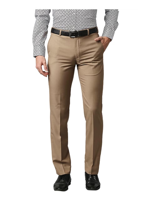 Park Avenue Medium Khaki Regular Fit Trousers