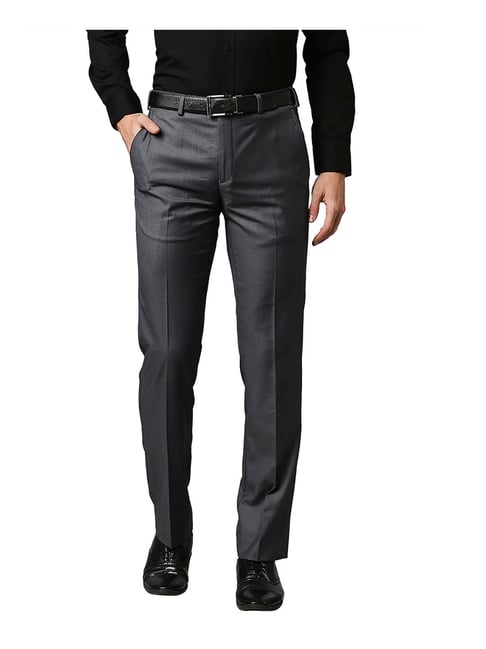 Park Avenue Medium Grey Regular Fit Trousers